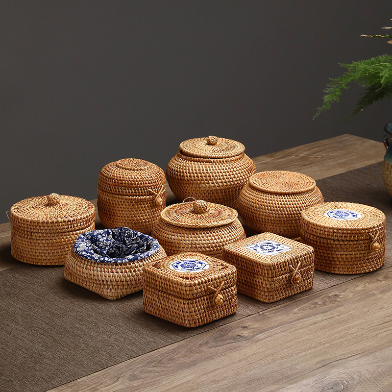 Food Snacks In Japan - Caja de almacenamiento de mimbre tejida