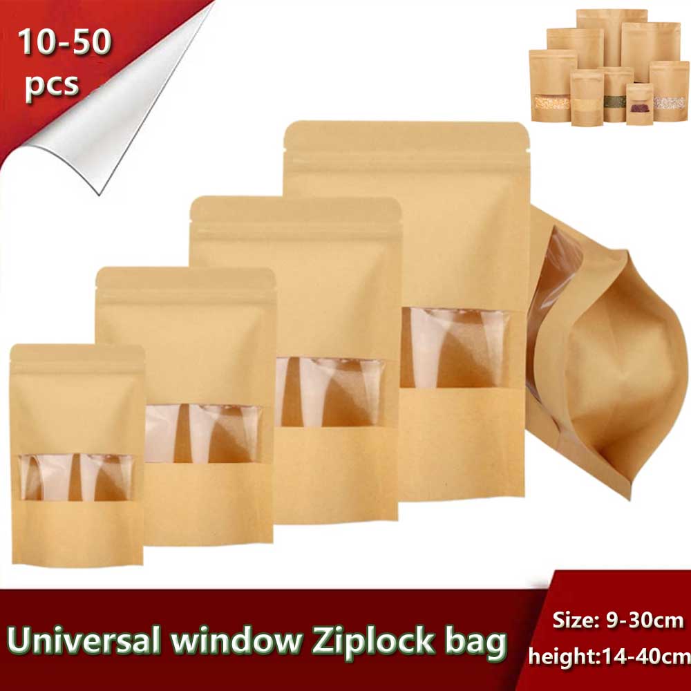 Food Like Snacks - Bolsas de papel Kraft con cremallera